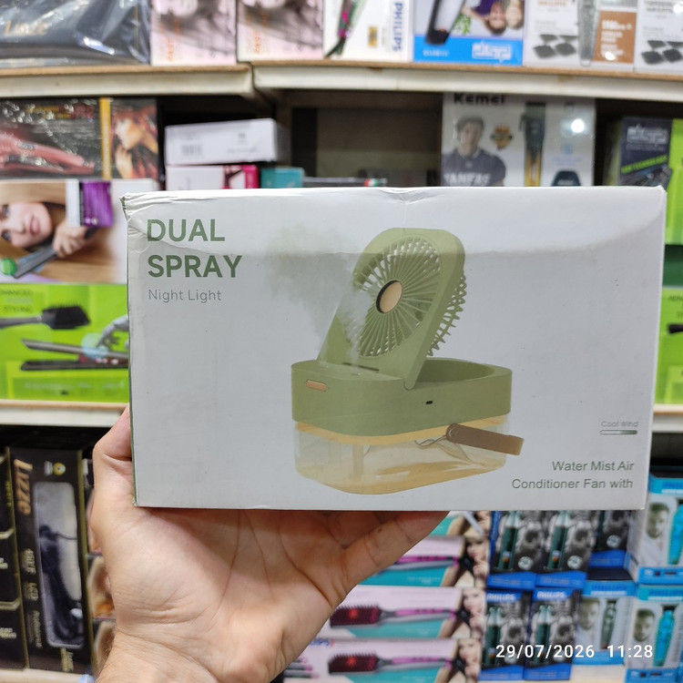 پنکه رو میزی مه پاش چراغ دار Dual Spray