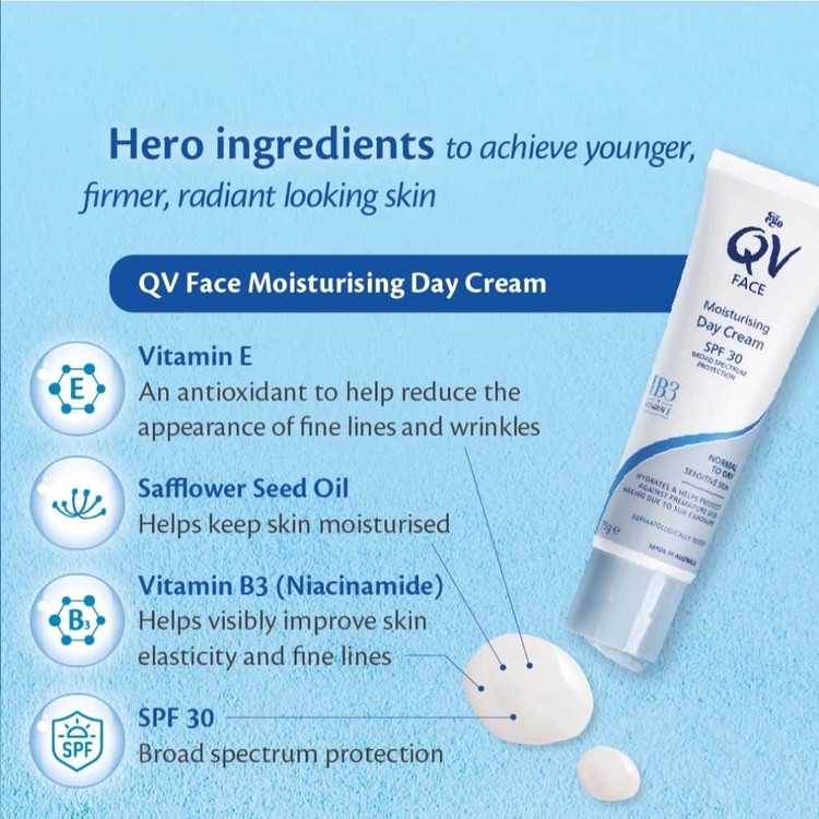 کرم تیوپی مرطوب کننده کیو وی SPF 30 پرویتامینه