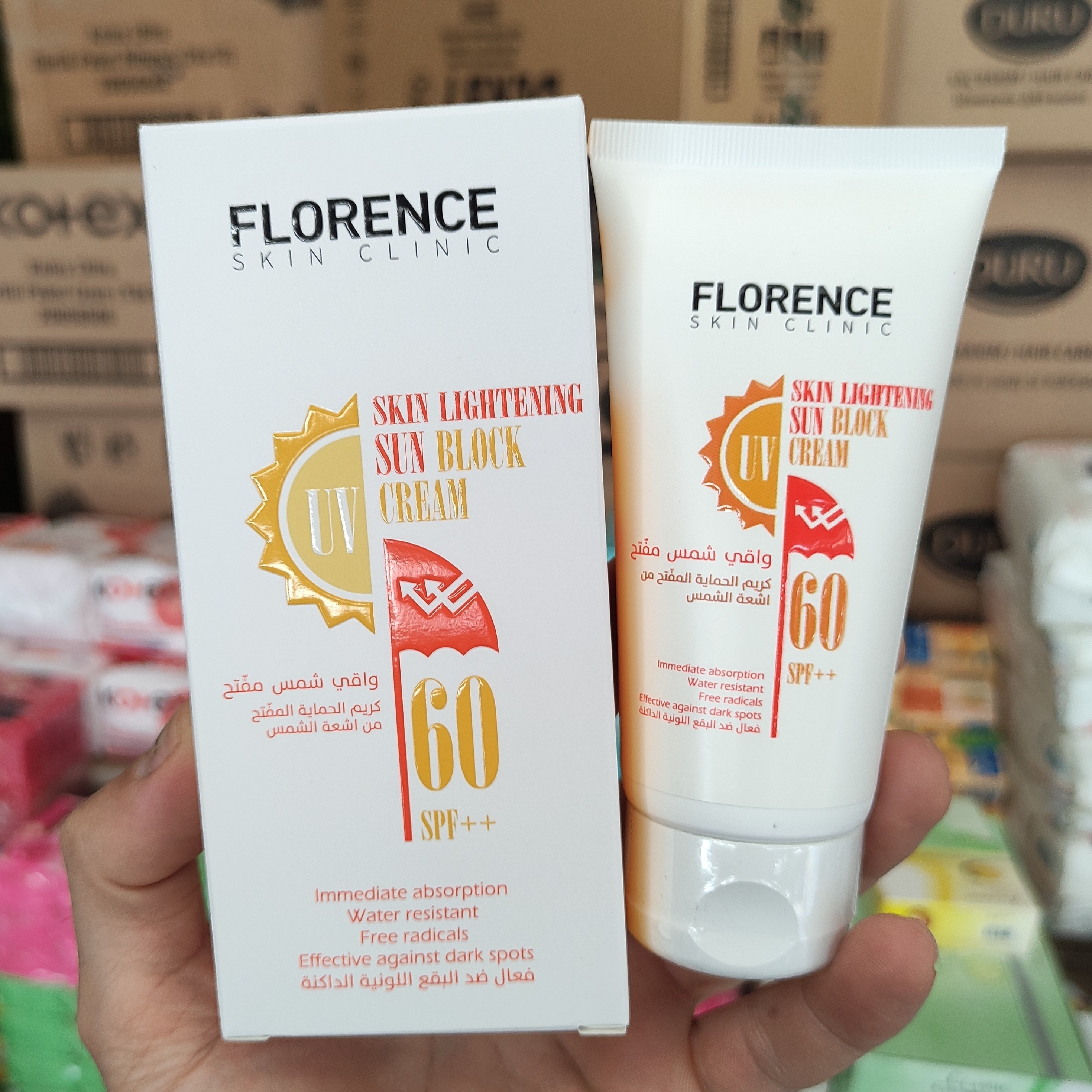 ضد آفتاب روشن کننده فلورنس SPF 60 بیرنگ