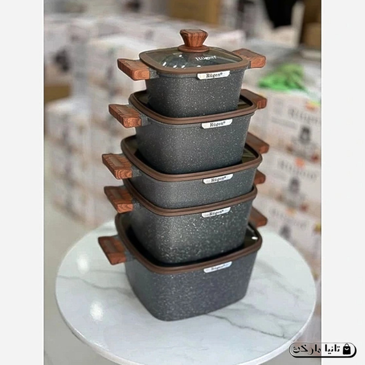 سرویس قابلمه 10 پارچه مربعی روگن مدل Ru-7015
