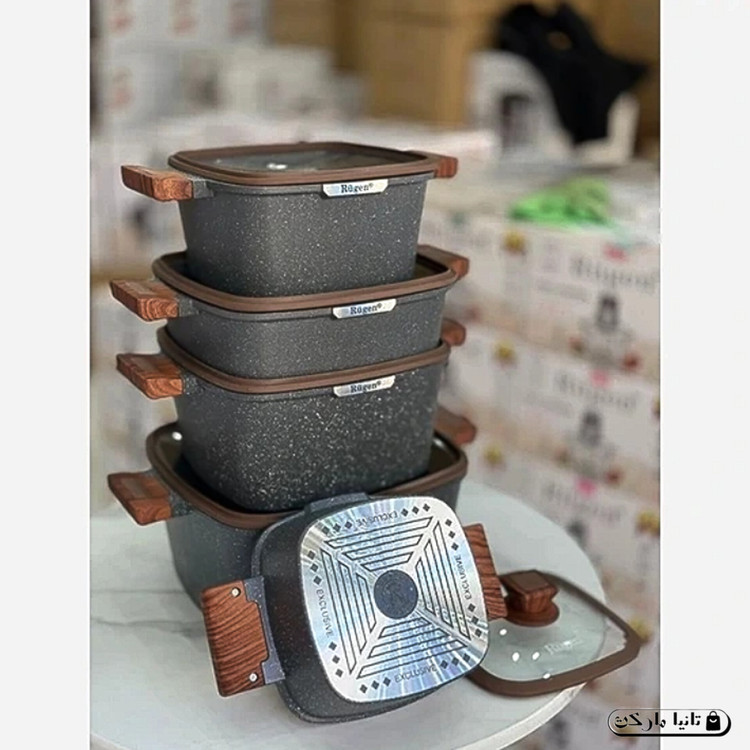 سرویس قابلمه 10 پارچه مربعی روگن مدل Ru-7015